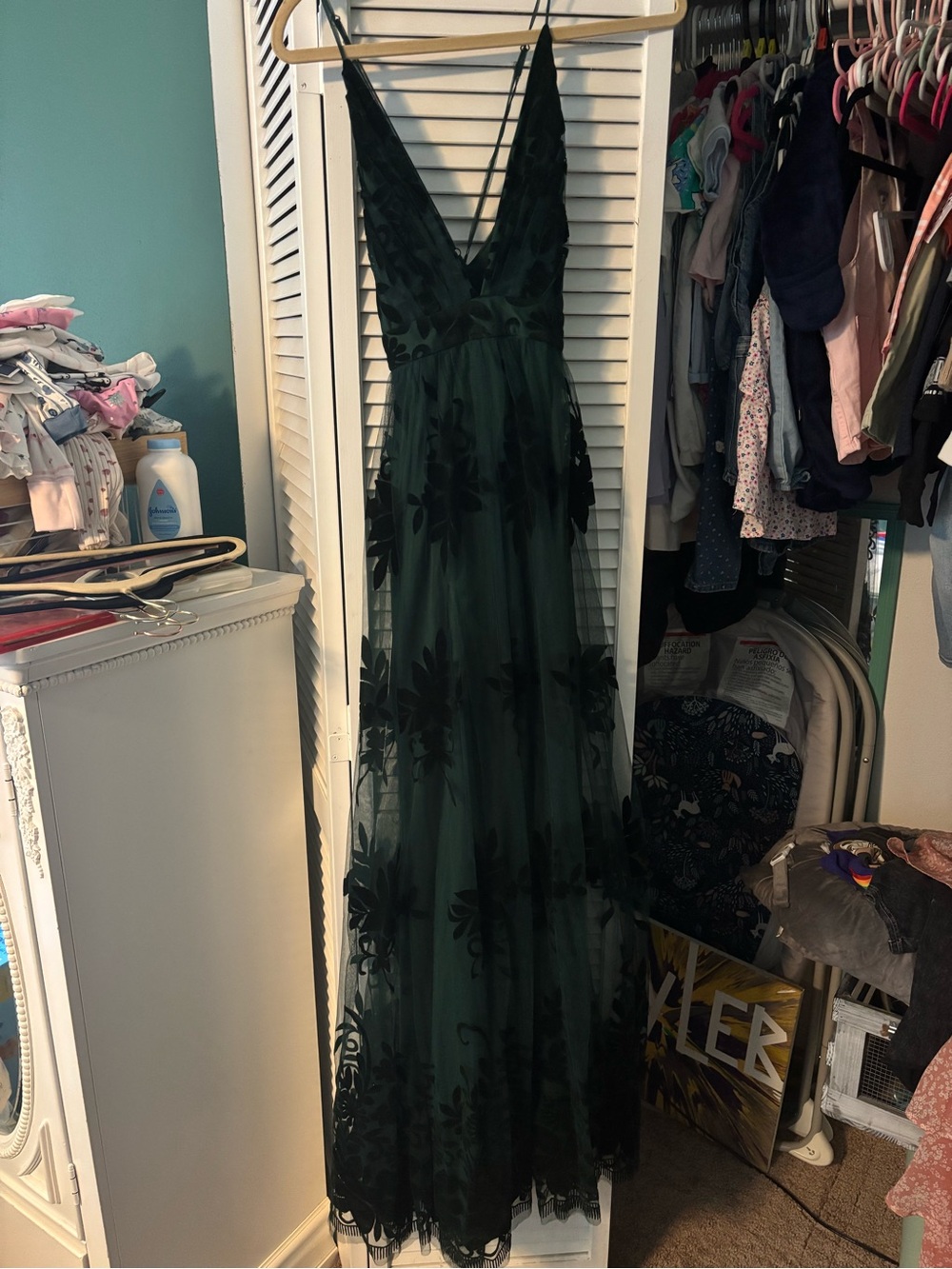 Windsor Deep Green Spaghetti Strap Dress